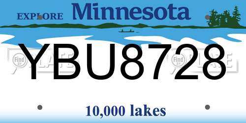 YBU8728 Minnesota License Plate