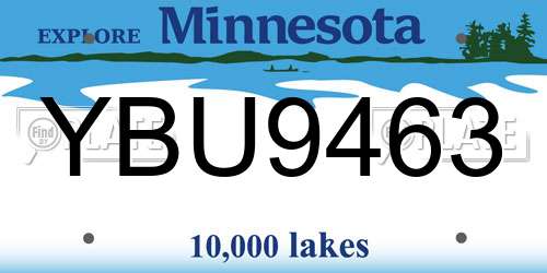 YBU9463 Minnesota License Plate