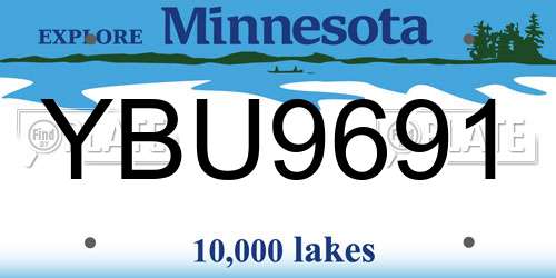 YBU9691 Minnesota License Plate