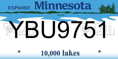 YBU9751 Minnesota License Plate