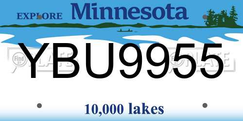 YBU9955 Minnesota License Plate