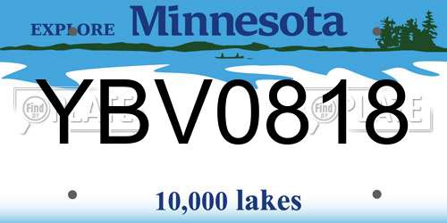 YBV0818 Minnesota License Plate