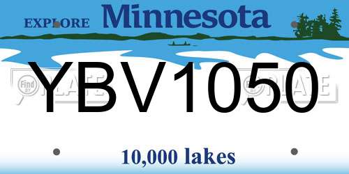 YBV1050 Minnesota License Plate