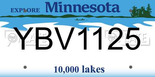 YBV1125 Minnesota License Plate