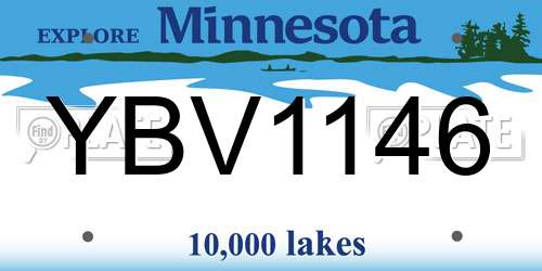 YBV1146 Minnesota License Plate