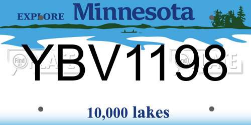 YBV1198 Minnesota License Plate