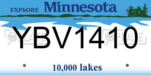 YBV1410 Minnesota License Plate