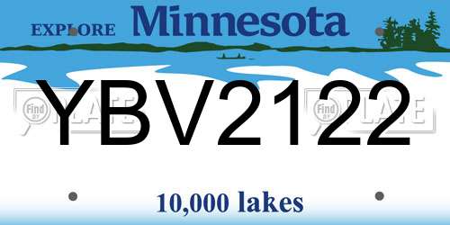 YBV2122 Minnesota License Plate