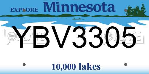 YBV3305 Minnesota License Plate