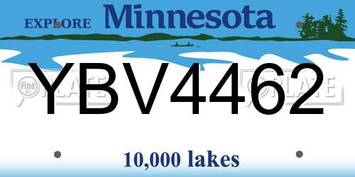 YBV4462 Minnesota License Plate