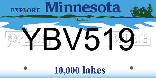 YBV519 Minnesota License Plate