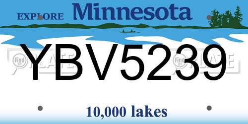 YBV5239 Minnesota License Plate