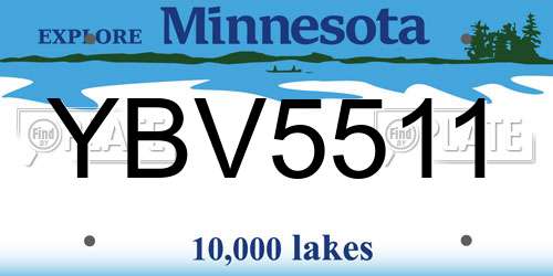 YBV5511 Minnesota License Plate