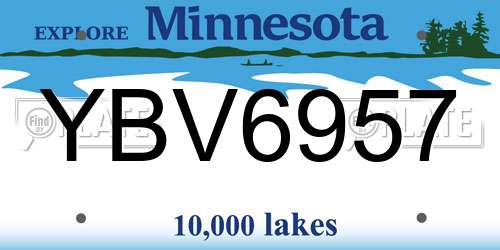 YBV6957 Minnesota License Plate