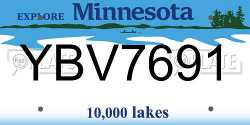 YBV7691 Minnesota License Plate