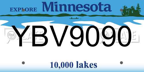 YBV9090 Minnesota License Plate