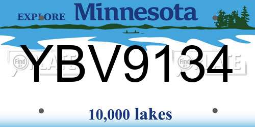 YBV9134 Minnesota License Plate