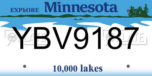 YBV9187 Minnesota License Plate