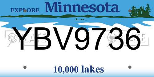 YBV9736 Minnesota License Plate