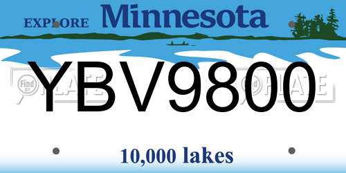 YBV9800 Minnesota License Plate