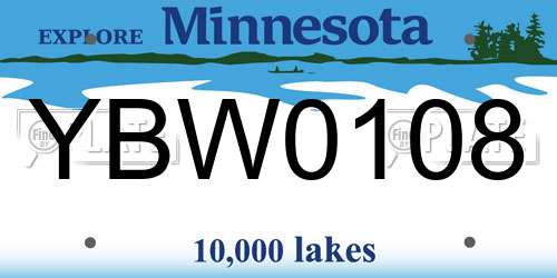 YBW0108 Minnesota License Plate