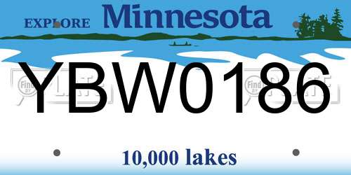 YBW0186 Minnesota License Plate