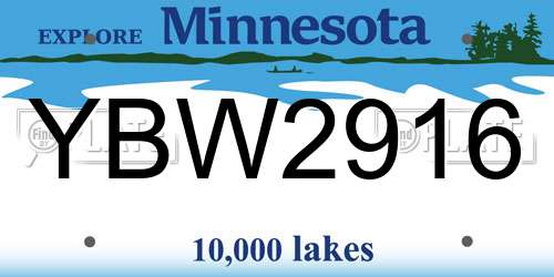 YBW2916 Minnesota License Plate