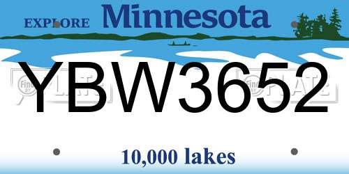 YBW3652 Minnesota License Plate