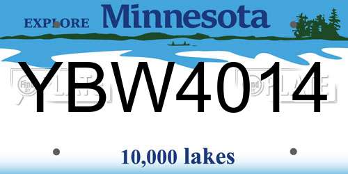 YBW4014 Minnesota License Plate