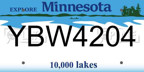 YBW4204 Minnesota License Plate