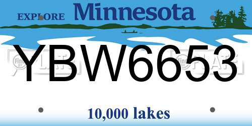 YBW6653 Minnesota License Plate