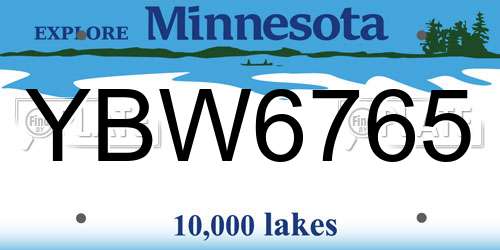 YBW6765 Minnesota License Plate