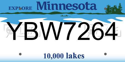 YBW7264 Minnesota License Plate