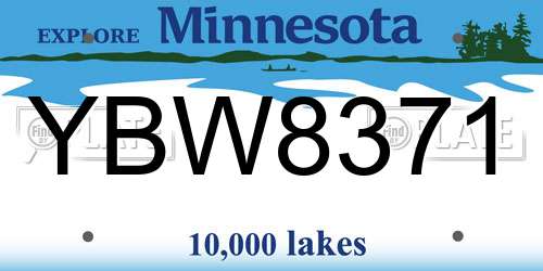 YBW8371 Minnesota License Plate