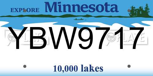 YBW9717 Minnesota License Plate