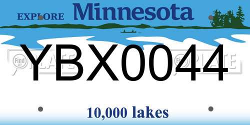 YBX0044 Minnesota License Plate