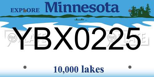 YBX0225 Minnesota License Plate
