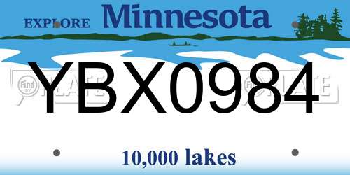 YBX0984 Minnesota License Plate