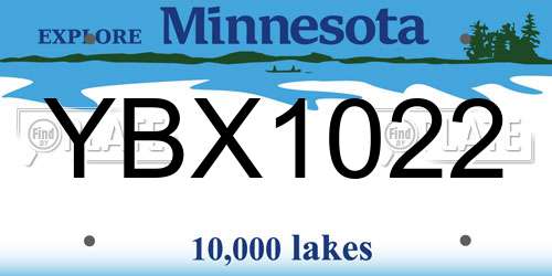 YBX1022 Minnesota License Plate