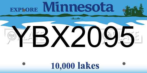 YBX2095 Minnesota License Plate
