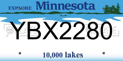 YBX2280 Minnesota License Plate