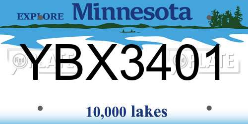YBX3401 Minnesota License Plate