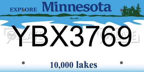 YBX3769 Minnesota License Plate