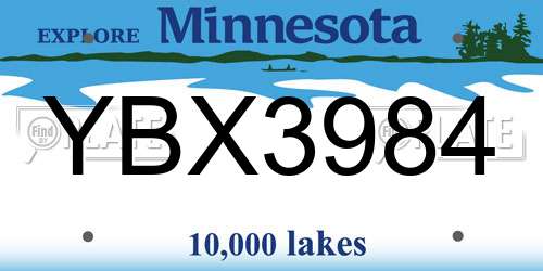 YBX3984 Minnesota License Plate
