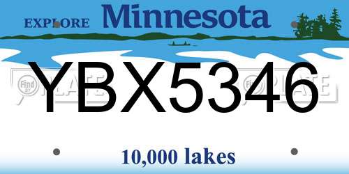YBX5346 Minnesota License Plate