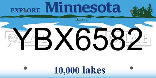 YBX6582 Minnesota License Plate