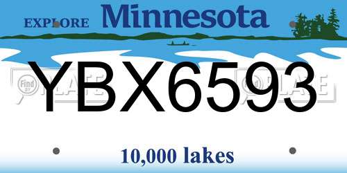 YBX6593 Minnesota License Plate