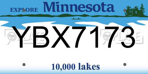 YBX7173 Minnesota License Plate