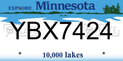 YBX7424 Minnesota License Plate