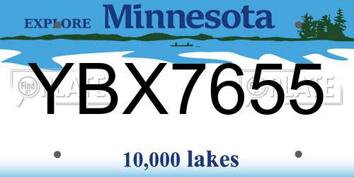 YBX7655 Minnesota License Plate
